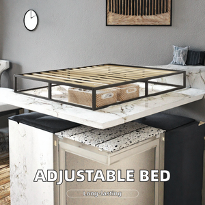 Có thể điều chỉnh hiện đại NỘI THẤT PHÒNG NGỦ Nữ Hoàng/Vua/kích thước đầy đủ bền sắt thép nền tảng Giường Mộc mạc gỗ dấu đôi khung giường - Product Image 2