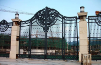 Clôture et portail en fer forgé de haute qualité pour l'extérieur, clôture en acier ornementale, design populaire, clôture et portail en aluminium sur mesure