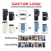 Tasse à café isotherme portable en acier inoxydable 304 à double paroi de 500 ml avec corde de transport et isolation thermique sous vide