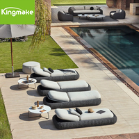Chaises longues de piscine en rotin Kingmake, fauteuil ottoman, lit de jour extérieur, mobilier de jardin, mobilier de contrat, hôtel, chaise longue réglable