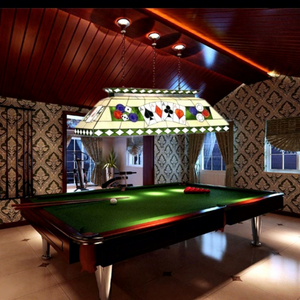 Lustre Tiffany 40'' pour table de billard, 6 lumières, en verre teinté, éclairage LED, commande tactile, blanc chaud 2700K, pour maison et hôtel - Product Image 1