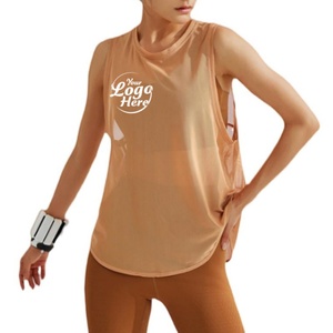 Women's Athletic Skinny Fit Mesh Breathable Yoga <b>Top</b> Seamless Singlet Tank Training Gym Full Sleeve <b>Vest</b> Design Eco-Friendly - Product Image 1