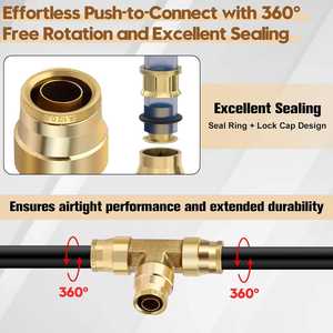 Raccords de tuyauterie en laiton ALITAIR DOT pour frein à air, raccord en T mâle à branchement rapide, raccords de conduite d'air en laiton 1/4 DOT - Product Image 4