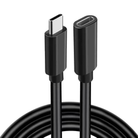 Cable de Extensión Tipo-C 2.0 Macho a Hembra de 0.5M 2A 60W con Blindaje Trenzado de PVC para Carga Rápida de Teléfonos Móviles, Bancos de Energía y Computadoras
