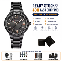 CURREN 9004 Montre élégante à quartz pour femme avec cadran de 30mm et bracelet en acier inoxydable incrusté de diamants, chiffres romains simples, résistante à l'eau