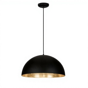 Suspension dôme noire E27 LED en laiton avec abat-jour en verre, lumière blanc chaud 2700K, hauteur réglable, luminaire de plafond pour cuisine - Product Image 1