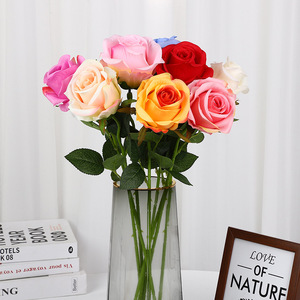 <b>Artificial</b> Roses Single <b>Stem</b> Curved High Simulation Wedding Home Decor Pan Weaving Cloth Flowers - Product Image 5