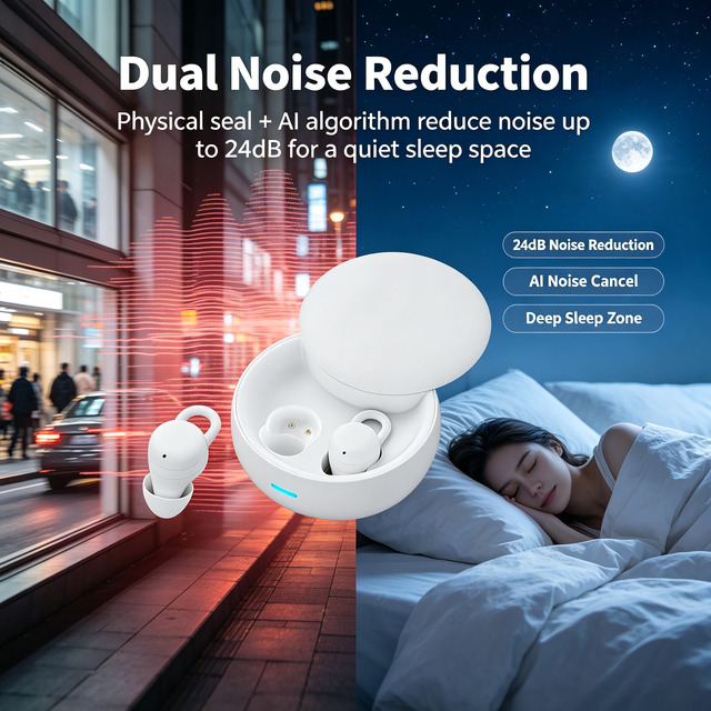 AI Sleep Assistant Wireless Earbuds with 80 Sleep Sounds Noise Cancelling and Side Sleeping Comfort for the Night Use