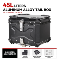 Top Case Moto en Aluminium à Double Verrouillage 36L/45L/56L/65L, Coffre Arrière Noir X-Style Étanche à Dégagement Rapide