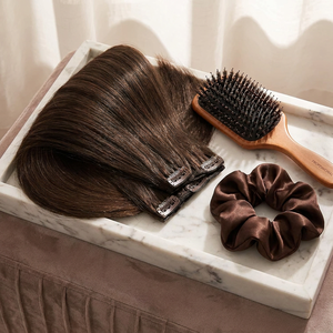 Extensions à clips Remy de qualité salon, cheveux chinois double trame, brun chocolat foncé, sans couture, simple trame, lot de 7 pièces, 100g - Product Image 6