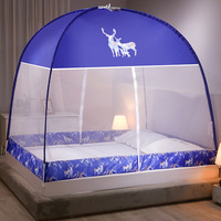 Moustiquaire de lit escamotable à double porte, grande taille, autoportante, avec baldaquin intégré