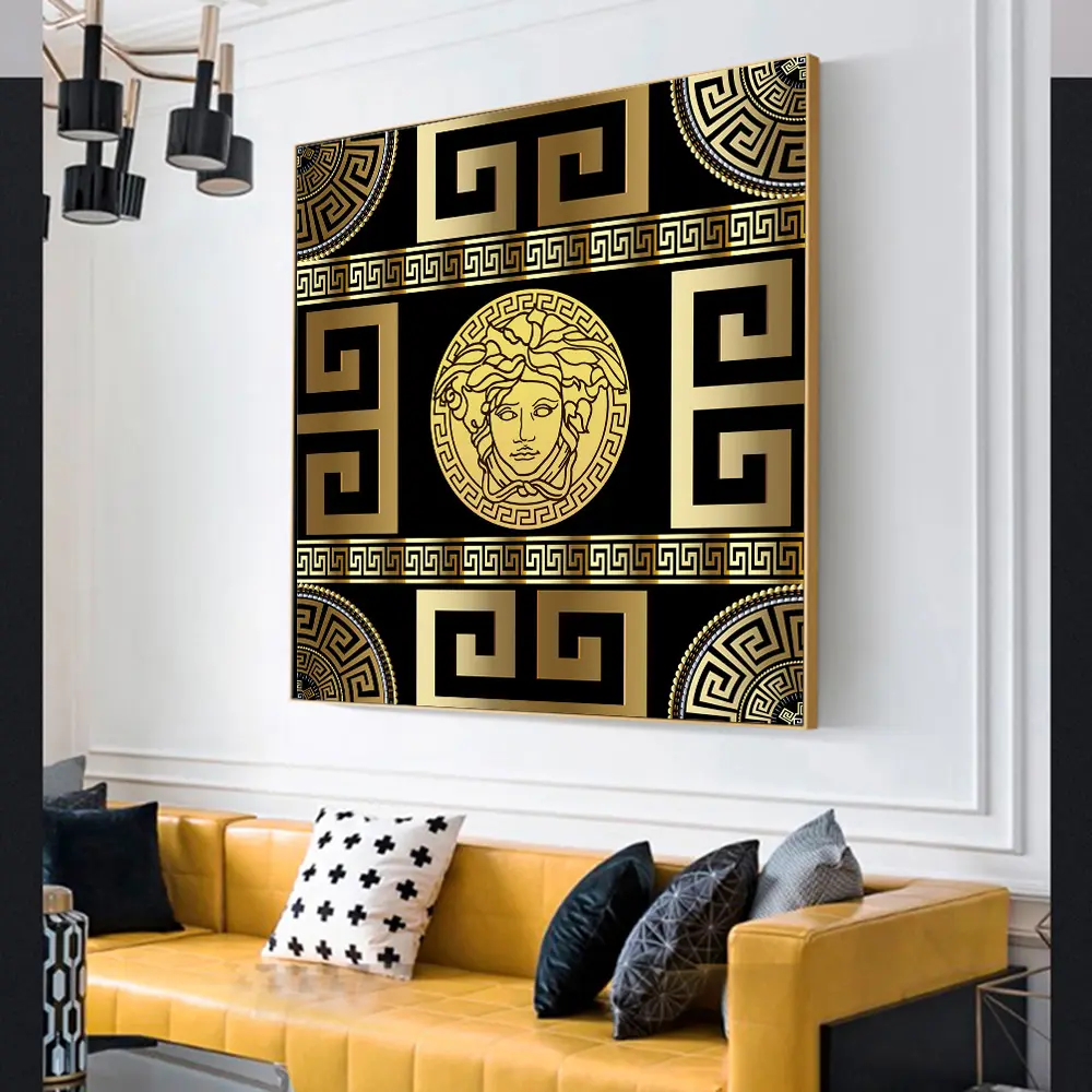 Fashion Gold Posters Abstract Luxury Wall Art Pictures And Print on Canvas For Home Loving Room Decor Caudros Decoration