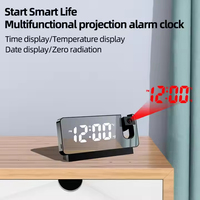 Jam Alarm proyektor, Jam Alarm proyeksi 3D getaran dapat proyeksi Digital cerdas proyek elektronik untuk kamar tidur