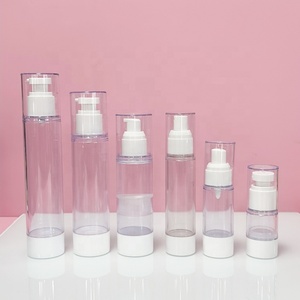 ขายส่งขวดปั๊มสุญญากาศพลาสติก AS ขนาด 15 มล. 30 มล. 50 มล. 80 มล. 100 มล. 120 มล. สำหรับเครื่องสำอางแบบหมุนขึ้น  ผู้จัดจำหน่าย - Product Image 1