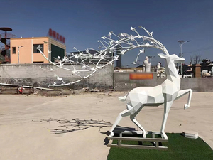Hiện đại ngoài trời trừu tượng thép không gỉ trắng Hươu điêu khắc cảnh quan lớn Trang trí tác phẩm điêu khắc sản phẩm - Product Image 6