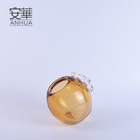 Ensemble de vases en verre ambré à bulles modernes, faits à la main, style Art Déco, pour centre de table, salon, mariage