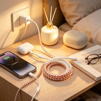 Câble de charge rapide pour téléphone de haute qualité, 1 m, 60 W, PVC, type C, perles en plastique, multicolores, pour ordinateur