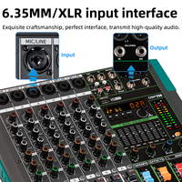 Console de mixage USB professionnelle OEM PA6 6 canaux avec effets de réverbération intégrés 256, mixeur audio professionnel