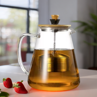 Théière en verre résistant à la chaleur avec infuseur en acier inoxydable récipient chauffé théière bonne bouilloire claire paniers de filtre carrés