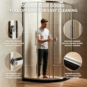 Porte de douche coulissante en verre trempé avec mécanisme de fermeture douce - Product Image 5