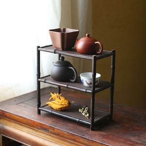 Estante de exhibición de té de ratán y bambú morado, tipo rectangular, para juegos de té y coleccionables, origen Anji, Zwj 002 - Product Image 4