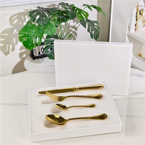 Juego de Cubiertos de Acero Inoxidable de 24 Piezas con Acabado Dorado Espejo, Estilo Clásico Artesanal, para Regalo de Regreso a Clases, Reutilizable y Portátil - Product Image 4