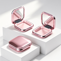 Boîte de maquillage compacte carrée en ABS/AS écologique personnalisée, miroir portable, conteneur cosmétique, blush, fond de teint, emballage