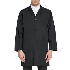 Venta al por mayor personalizado bordado negro laboratorio Batas para Mujeres Hombres Unisex laboratorio Bata para Mujeres manga completa algodón largo médico abrigo - Product Image 4