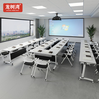 Table de formation pliable avec roulettes pivotantes, empilable, en MDF E0 blanc, table de conférence pliante pour salle de réunion, vente en gros