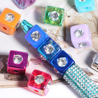 Nouvelles perles carrées colorées en forme de macaron, de couleur gelée, à trou droit, pour la fabrication de bracelets de téléphone, de porte-clés et d'accessoires de chaîne de sac