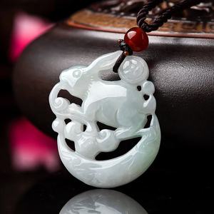 Colgante de Jade Natural de Myanmar con Diseño de Conejo del Zodiaco, UNISEX, Diseño Original, Estilo Chino, con Certificado de Tasación DW38 - Product Image 2