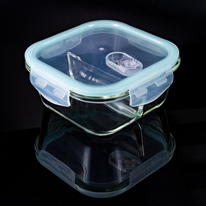 Meal prep tupperwar glass lunch bento box food storage container set with airtight lock lids