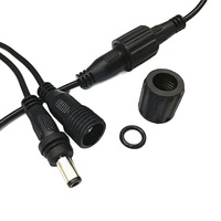 Câble de connecteur d'alimentation CC mâle-femelle avec prise à clé, 2 broches, câble pré-étamé noir et blanc pour caméra CCTV