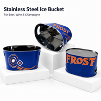 Seau à glace ovale en acier inoxydable 10L personnalisé avec logo, avec poignée, pour bière, vin, champagne, fête, bar, finition miroir, conique