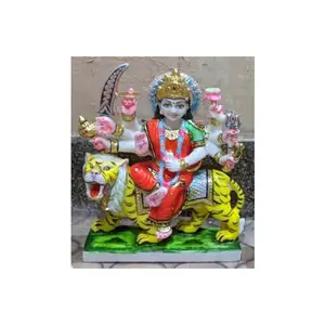Marble Goddess Mata Durga Handmade Painted Idol