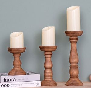 Lot de 3 bougeoirs en bois rustiques, support de bougie décoratif personnalisé pour centre de table, décoration intérieure – Approvisionnement direct usine - Product Image 2