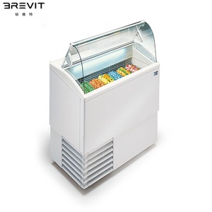 Petit réfrigérateur de présentation pour gâteaux et desserts, en verre et acier inoxydable, à température unique, avec refroidissement pour crèmes glacées - Product Image 4