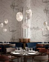 Yihao Villa Pierre Naturelle Espagnol Albâtre Contemporain Classique Unique Luxueux Albâtre Circulaire Hôtel Lobby Pendentif Lumière