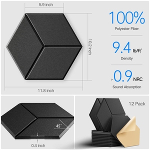 Chống Cháy Acoustic Tấm Tường 12 Gói Tiếng Ồn Hủy Bỏ Lục Giác Tự Dính Âm Thanh Hấp Thụ Bọt Cho Kiểm Soát Tiếng Vang - Product Image 3