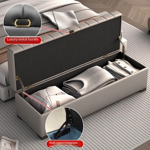 Banc de rangement rectangulaire moderne rembourré avec pieds robustes pour salon, chambre, entrée, couloir - Product Image 5