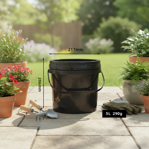 Petit seau à logo personnalisé seau vide en plastique rond de 5L d'eau noir vente en gros - Product Image 1