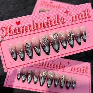 Neue Modische Handgefertigte Mandel-Kunstnägel 10 Stück/Set Acryl-Nagelspitzen Aufdrückbare Künstliche Nägel - Product Image 2
