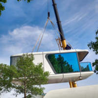 Maison préfabriquée prête à l'emploi, maisons au design moderne, maison-capsule de jardin, maison-capsule amovible, cabane en forme de pomme