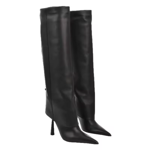 Botas de Mujer de Cuero de Alta Calidad, Botas Altas hasta la Rodilla, Botas de Tubo Largo y Recto a la Moda, Botas Altas hasta la Rodilla con Tacón Fino y Punta - Product Image 5