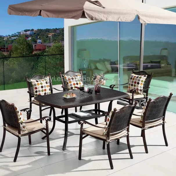 Tavolo da pranzo all'aperto all'ingrosso set di mobili da giardino in rattan tavolo e sedia