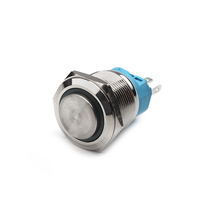 Interrupteur à bouton-poussoir ZhaoFa LAS3 12MM en laiton nickelé, étanche IP12/IP65/IP66/IP67, à verrouillage, 2 broches normalement ouvertes, avec LED