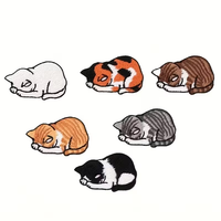 Écussons brodés sur mesure en tissu, à thermocoller, motif chats, étiquettes personnalisées animaux avec velcro pour vêtements et sacs d'enfants