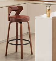 Tabouret de bar moderne du milieu du siècle pivotant rembourré en cuir PU avec dossier pour bar à domicile, îlot de cuisine, restaurant et utilisation en extérieur