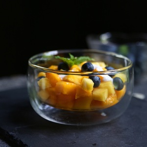 Doble pared tazón de <span class=keywords><strong>vidrio</strong></span> de cristal de ensalada postre/hielo crema de avena de - Product Image 2
