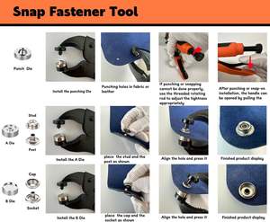 भारी शुल्क स्नैप फास्टनर टूल किट, समायोज्य सेटर के साथ पंचिंग फ़ंक्शन, 100 सेट बोट कवर स्नैप के साथ 15 मिमी स्नैप उपकरण - Product Image 5